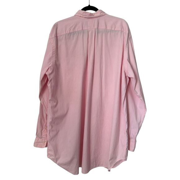 Ralph Lauren Shirt Men's Size 17.5 36/37 Tall Pink White Striped Button Front - Picture 6 of 12